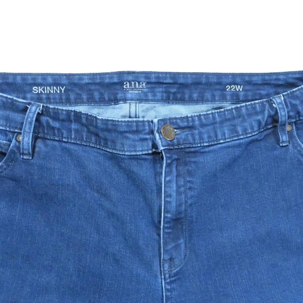 22W a.n.a Skinny Jeans Women's Blue Stretch Denim Five Pocket Zip Fly